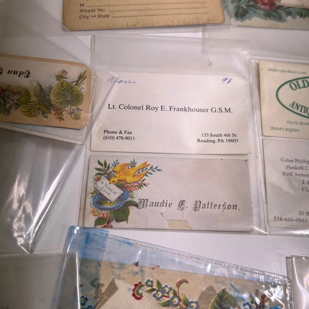 Vintage Victorian Ephemera Lot 11pc Floral Calling Card Trade Card Antique Paper